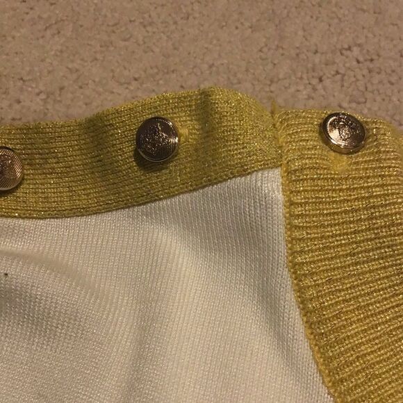 IVY STOREHOUSE AKA Striped Green and Pink Sweater with Gold Accents - Picture 3 of 6